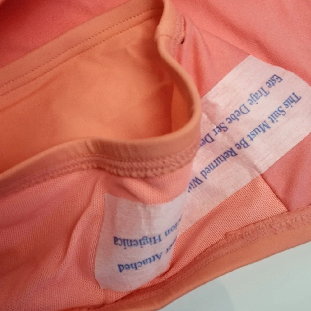 Kona Sol Swimsuit Women 24W Peach Orange Ruched Padded Classic Tropical 891 NWOT